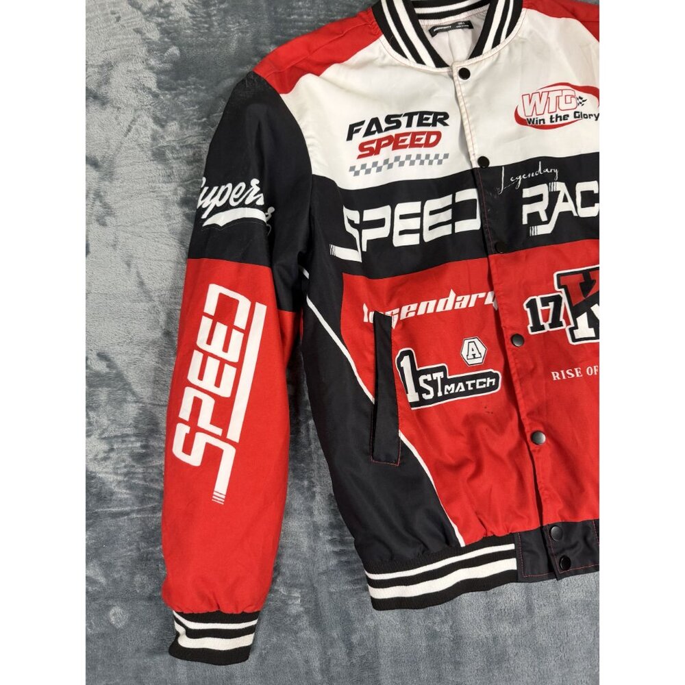 Manfinity Speed Racing Jacket Red Black White Graphics Size S - Picture 4 of 11